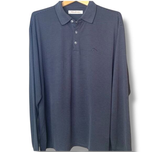 Tommy Bahama Polo Men's Size X-Large Long Sleeved Tone On Tone Collared Logo - Picture 1 of 4